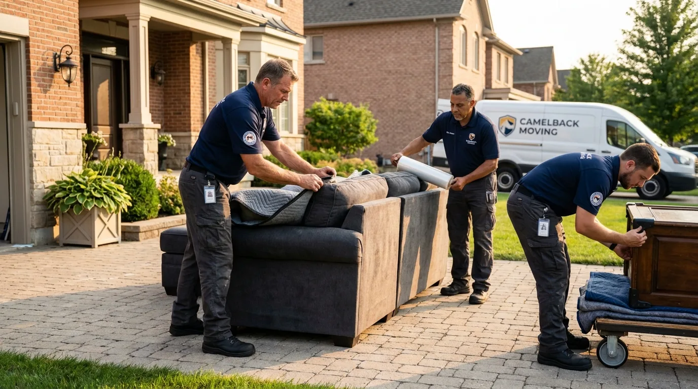 Large estate moving crew wrapping furniture in Stewartville, MN
