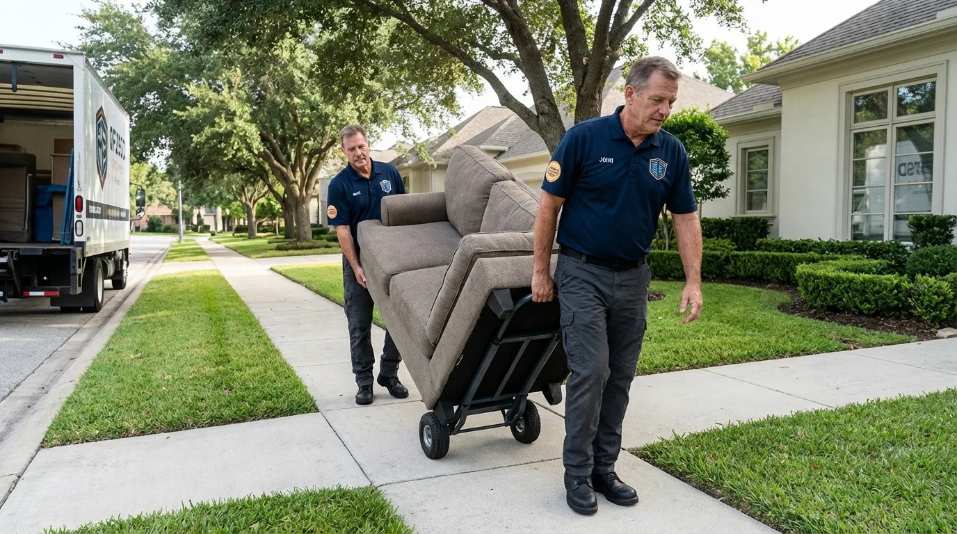 Local residential moving crew loading furniture in Stewartville, MN