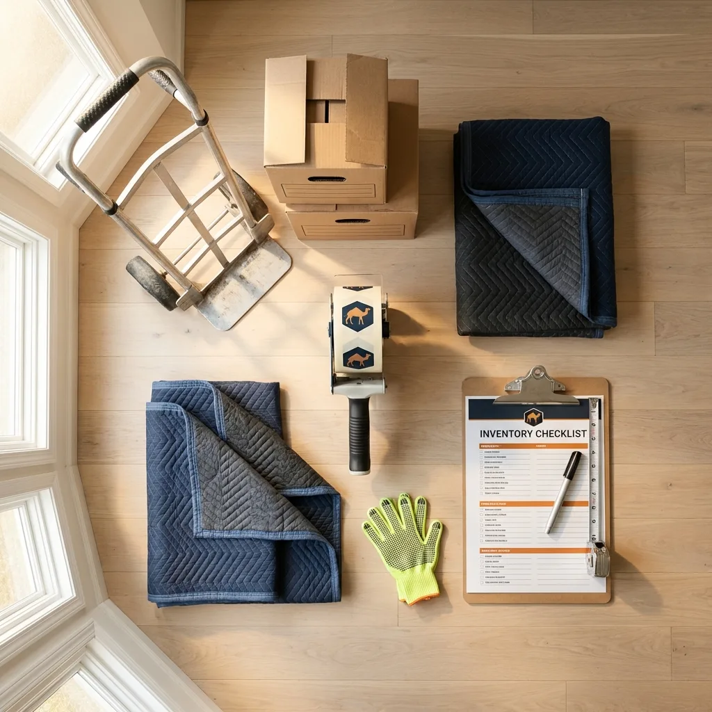 Professional moving supplies and packing materials layout for Stewartville residential relocations